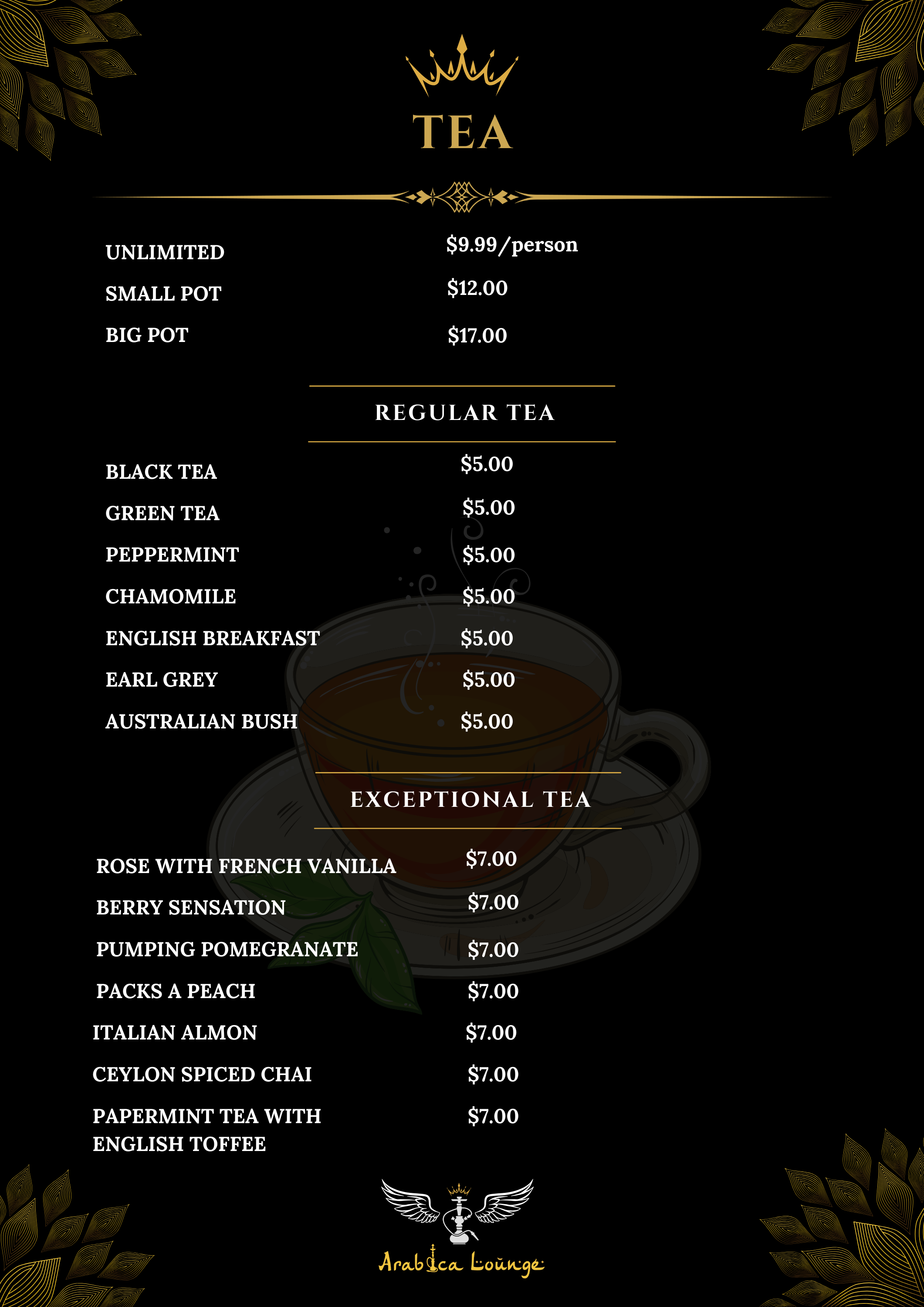 Tea Menu